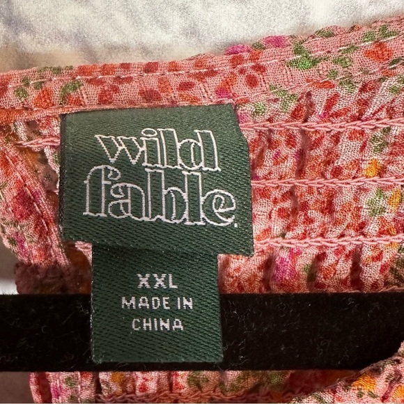 Wild Fable Pink Floral Fit & Flare Ruffle Puff Sleeve Tiered Smocked Dress XXL - Picture 6 of 15